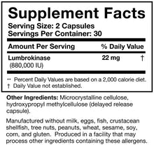 Load image into Gallery viewer, Lumbrokinase 22mg, 60 caps